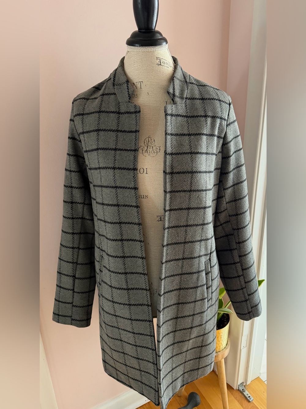 Gray Plaid Women's Coat